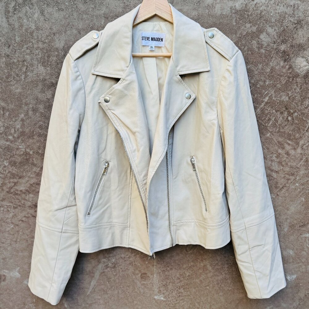 NEW STEVE MADDEN FAUX LEATHER MOTO JACKET, XL.